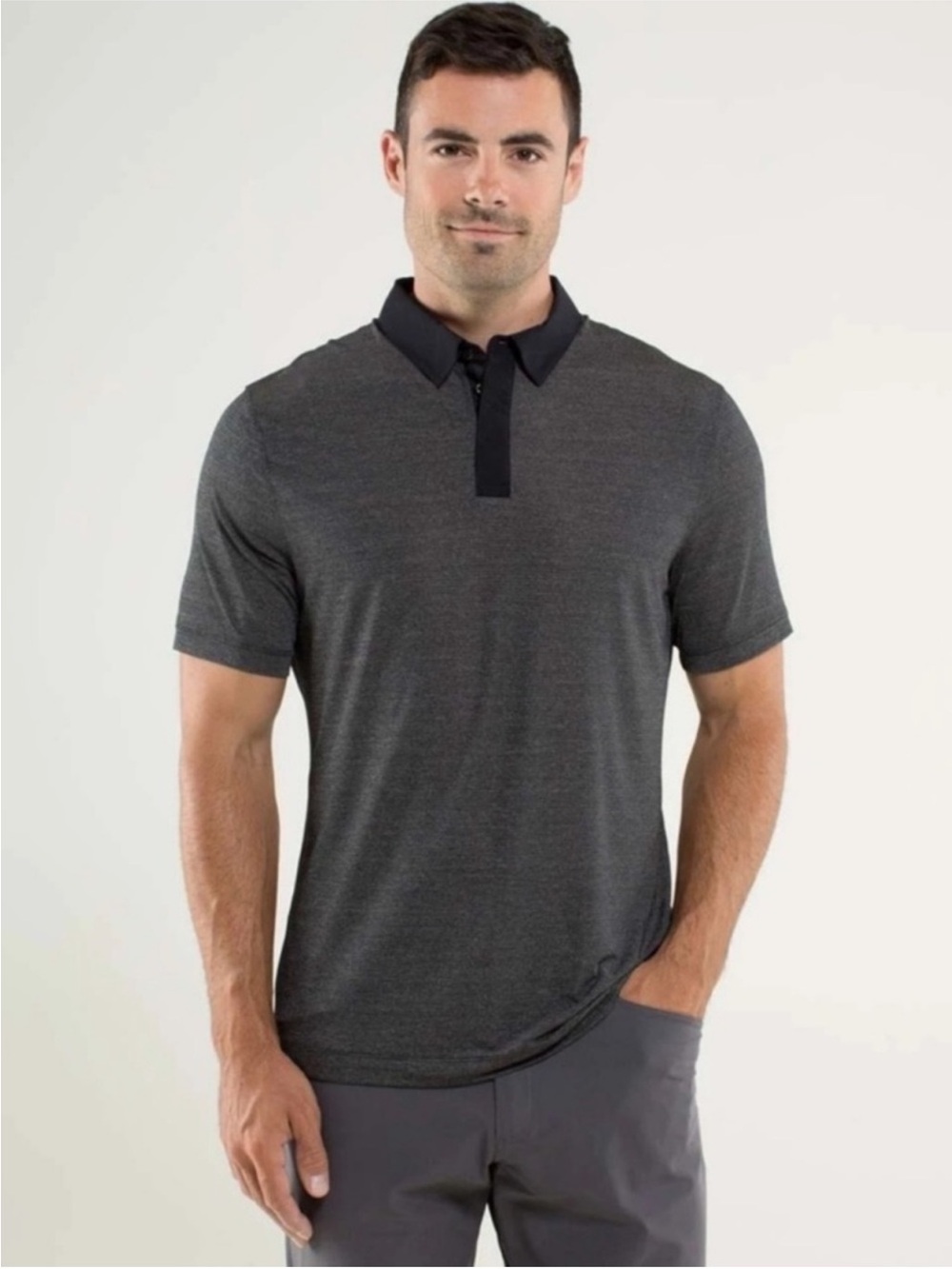 Lululemon Men’s Precision Polo Shirt Size XL Heathered Black